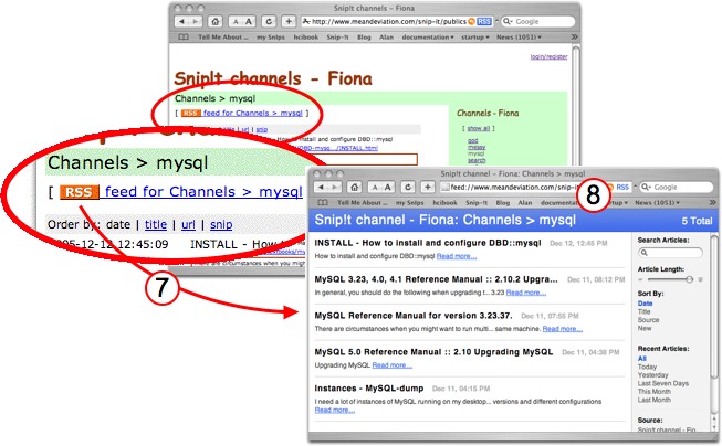 Snip!t channel in a feed reader